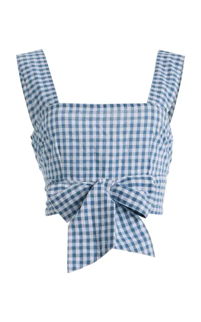 All That Remains Gingham Seersucker Cotton Tie Top