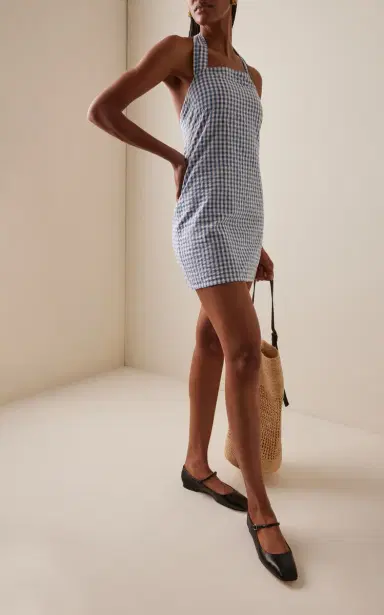 All That Remains Juliette Gingham Seersucker Cotton Mini Halter Dress | Thumbnail 2