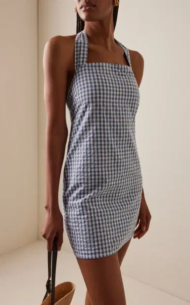 All That Remains Juliette Gingham Seersucker Cotton Mini Halter Dress | Thumbnail 3
