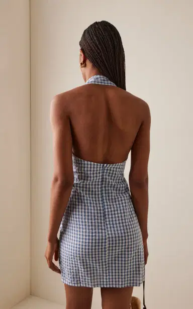 All That Remains Juliette Gingham Seersucker Cotton Mini Halter Dress | Thumbnail 4