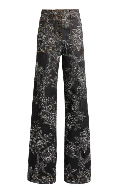 Etro Patterned Stretch-Denim Flared Jeans | Thumbnail 1