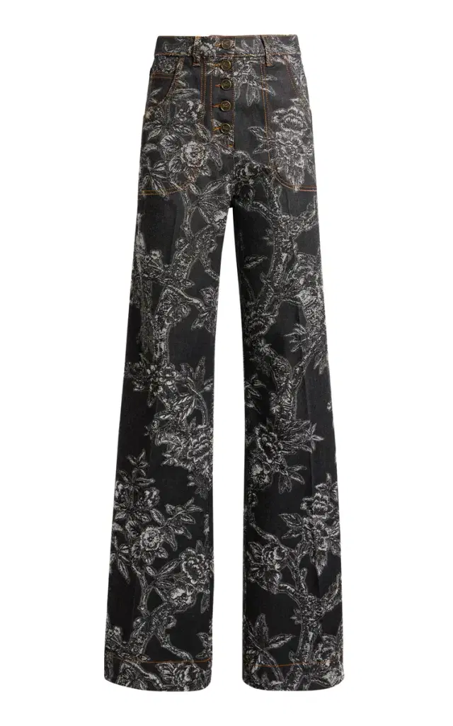 Etro Patterned Stretch-Denim Flared Jeans