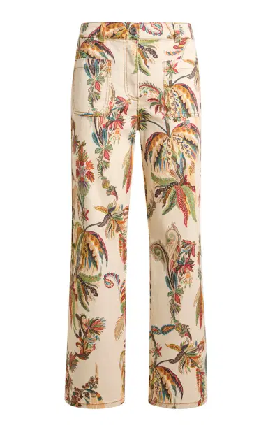 Etro Cropped Patterned Denim Wide-Leg Jeans | Thumbnail 1