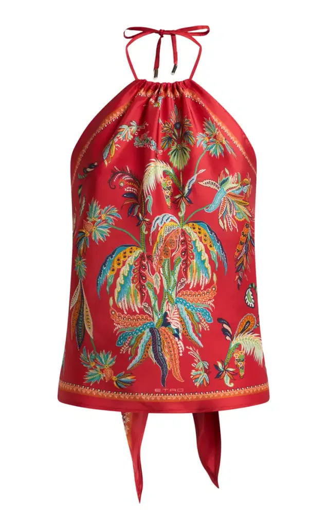 Printed Silk Halter Top