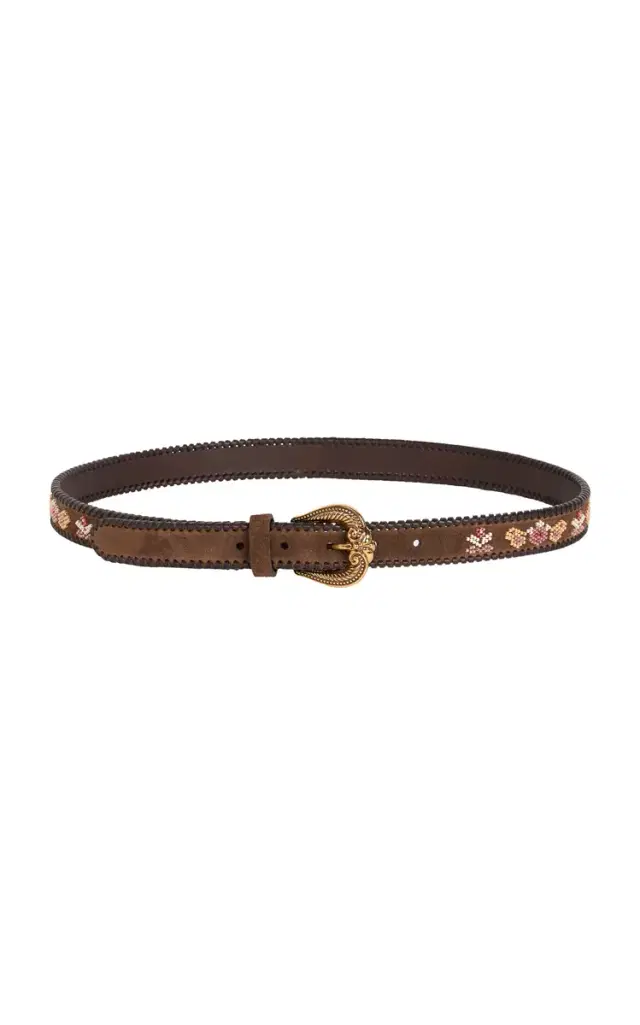 Etro Paisley-Embroidered Leather Belt