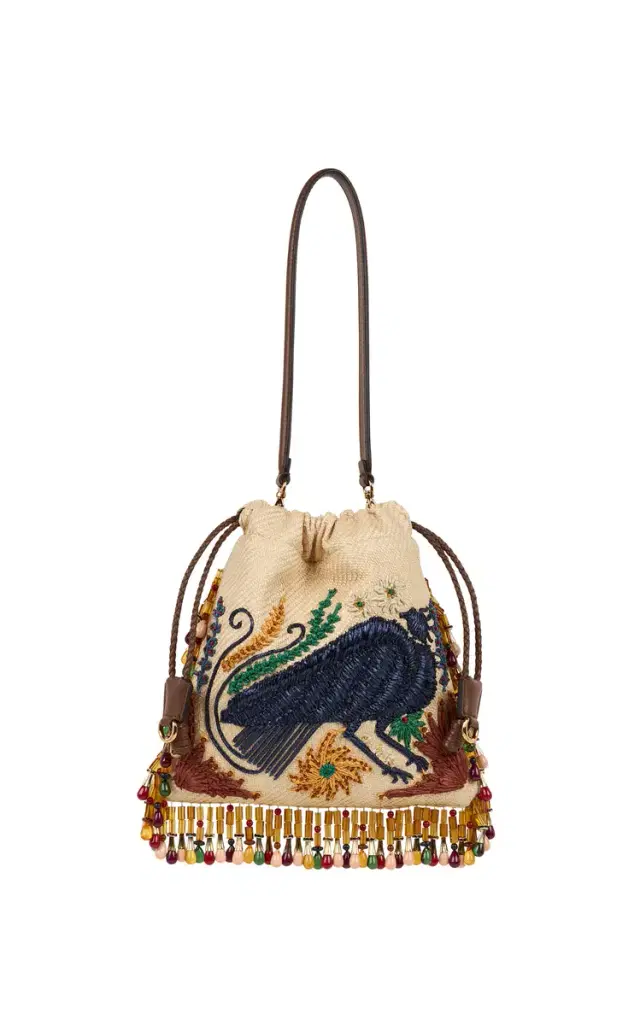 Etro Small Kalispera Raffia Bag