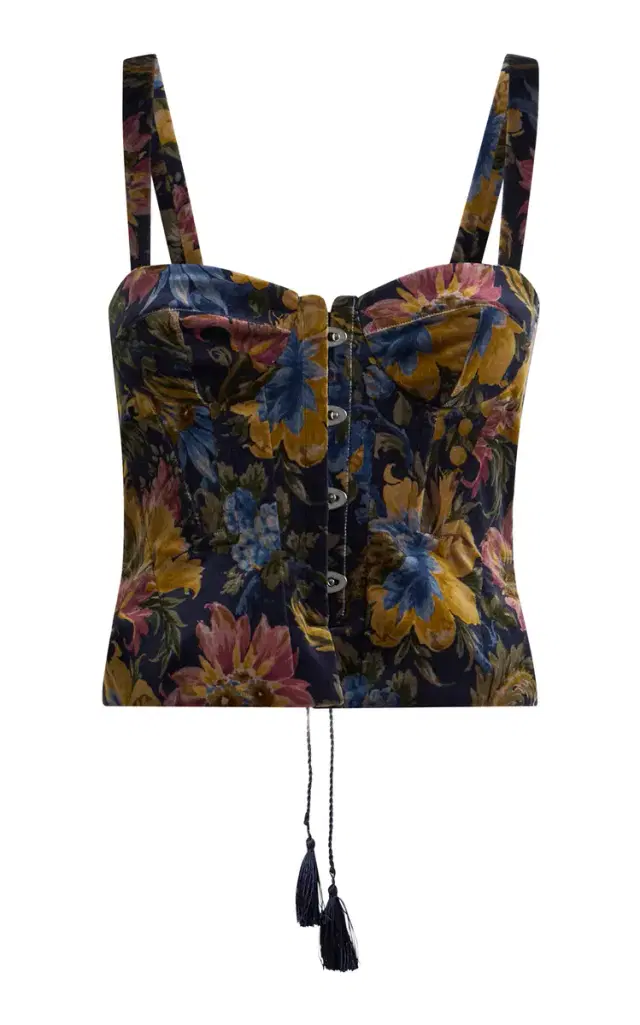Floral Cotton-Blend Corset Top