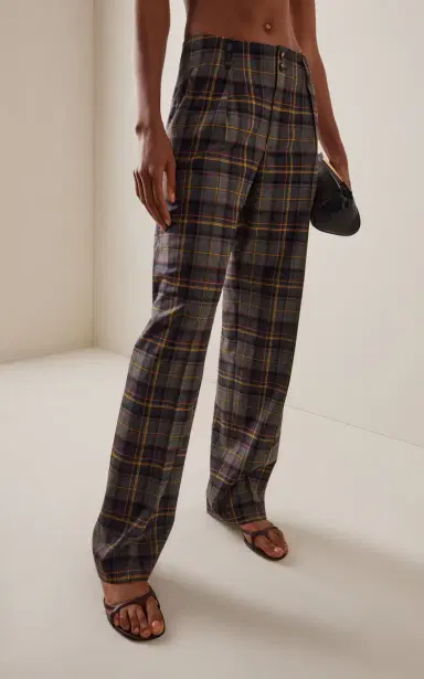 Etro Plaid Wool-Blend Wide-Leg Pants | Thumbnail 3 Etro Plaid Wool-Blend Wide-Leg Pants | Thumbnail 3