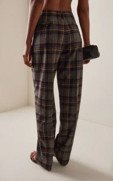 Etro Plaid Wool-Blend Wide-Leg Pants | Thumbnail 4 Etro Plaid Wool-Blend Wide-Leg Pants | Thumbnail 4