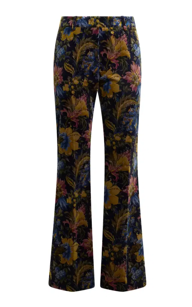 Etro Floral Cotton-Blend Velvet Flared Pants