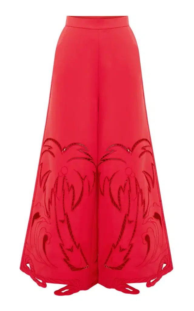 Theodora Appliquéd Wide-Leg Pants