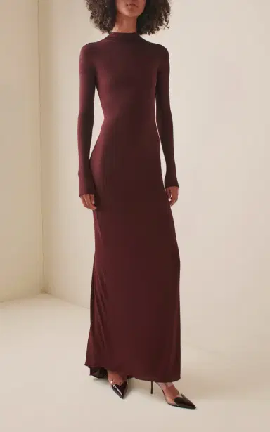 Alaïa Ruched Back Georgette Maxi Dress | Thumbnail 2 Alaïa Ruched Back Georgette Maxi Dress | Thumbnail 2