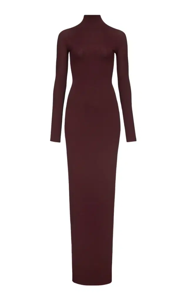 ALAÏA Ruched Back Georgette Maxi Dress
