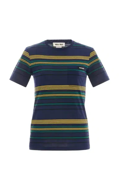 Miu Miu Striped Cotton Jersey T-Shirt | Thumbnail 6