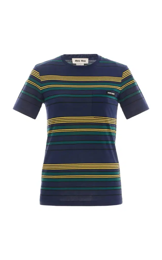 Miu Miu Striped Cotton Jersey T-Shirt