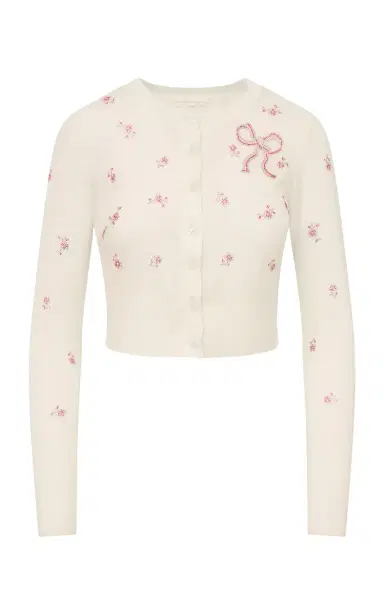 LoveShackFancy Adeanne Embellished Wool Cardigan | Thumbnail 1