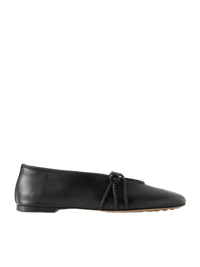 Rosa Intrecciato-trimmed Leather Ballet Flats