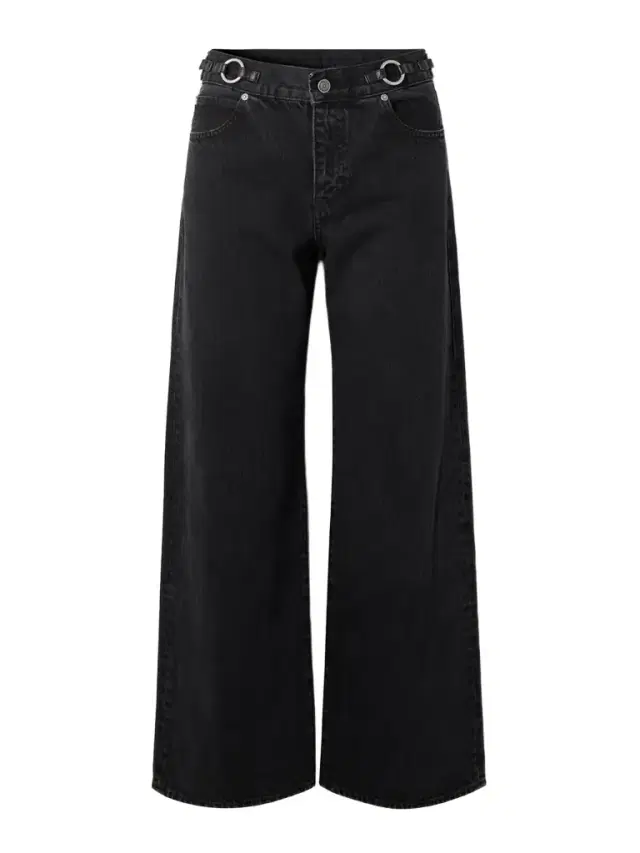 The O-ring Stroll Embellished Leather-trimmed High-rise Wide-leg Jeans