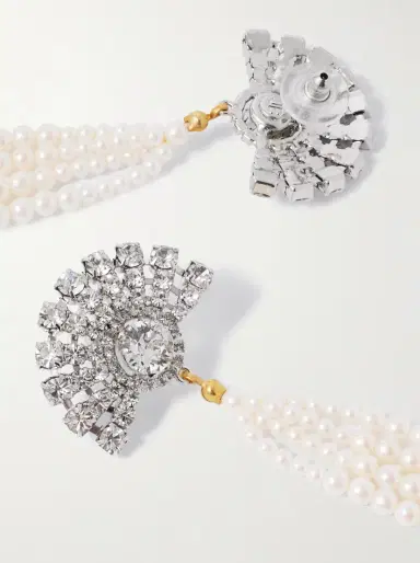 Jennifer Behr Winifred Rhodium-plated, Crystal And Pearl-like Earrings | Thumbnail 3