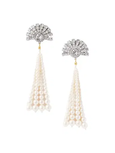 Jennifer Behr Winifred Rhodium-plated, Crystal And Pearl-like Earrings | Thumbnail 1