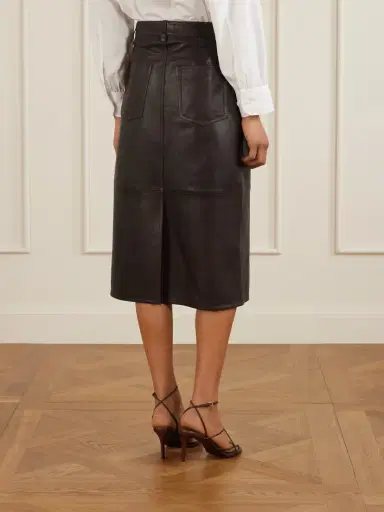 Frame Paneled Leather Midi Skirt | Thumbnail 4 Frame Paneled Leather Midi Skirt | Thumbnail 4