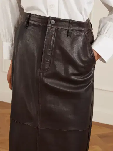Frame Paneled Leather Midi Skirt | Thumbnail 5 Frame Paneled Leather Midi Skirt | Thumbnail 5