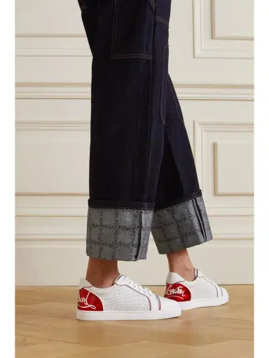Christian Louboutin Fun Vieira Printed Pvc-trimmed Perforated Leather Sneakers | Thumbnail 2 Christian Louboutin Fun Vieira Printed Pvc-trimmed Perforated Leather Sneakers | Thumbnail 2