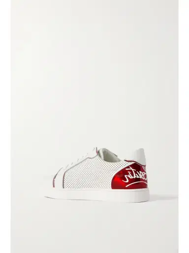 Christian Louboutin Fun Vieira Printed Pvc-trimmed Perforated Leather Sneakers | Thumbnail 3 Christian Louboutin Fun Vieira Printed Pvc-trimmed Perforated Leather Sneakers | Thumbnail 3