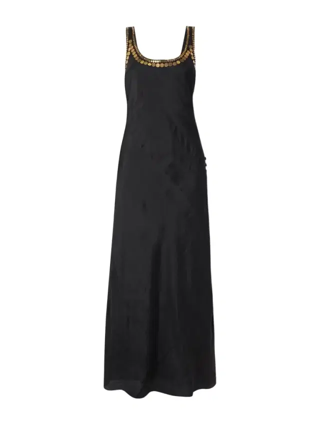 Adele Gilded Coin Embellished Silk-faille Midi Dress