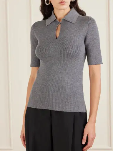 Jil Sander Ribbed Wool Polo Shirt | Thumbnail 3 Jil Sander Ribbed Wool Polo Shirt | Thumbnail 3