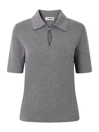 Jil Sander Ribbed Wool Polo Shirt | Thumbnail 1 Jil Sander Ribbed Wool Polo Shirt | Thumbnail 1