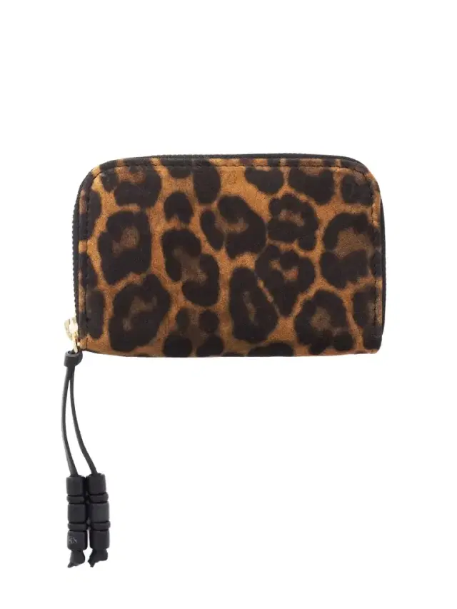 Bead-embellished Leather-trimmed Leopard-print Suede Wallet