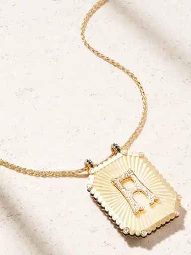 Marie Lichtenberg Letter Scapular 18-karat Gold, Enamel nd Diamond Necklace | Thumbnail 4 Marie Lichtenberg Letter Scapular 18-karat Gold, Enamel nd Diamond Necklace | Thumbnail 4