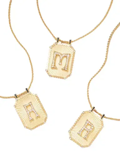 Marie Lichtenberg Letter Scapular 18-karat Gold, Enamel nd Diamond Necklace | Thumbnail 1 Marie Lichtenberg Letter Scapular 18-karat Gold, Enamel nd Diamond Necklace | Thumbnail 1