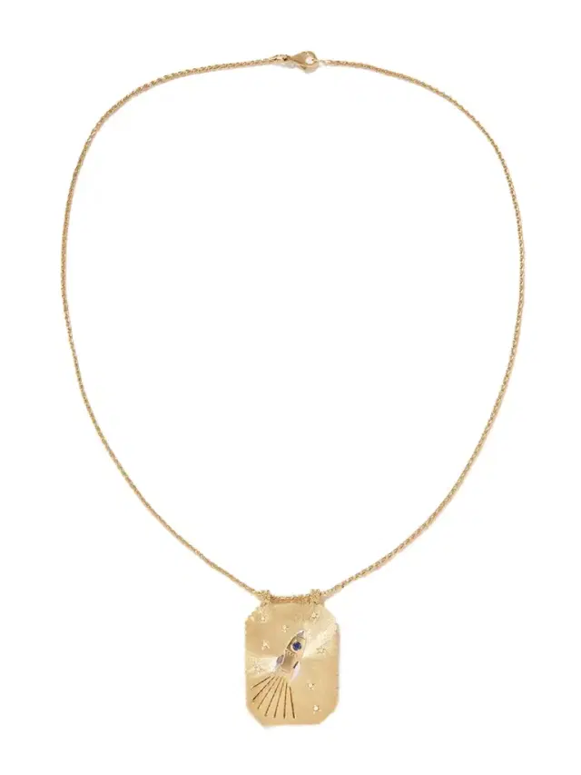 Love You To The Moon Scapular 18-karat Gold, Sapphire And Diamond Necklace