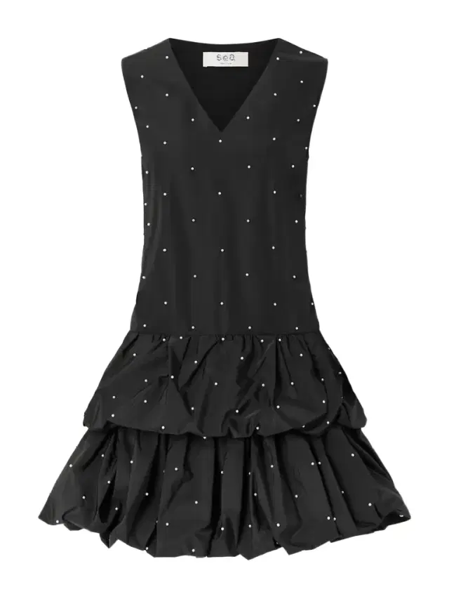 Alberta Tiered Embellished Taffeta Mini Dress
