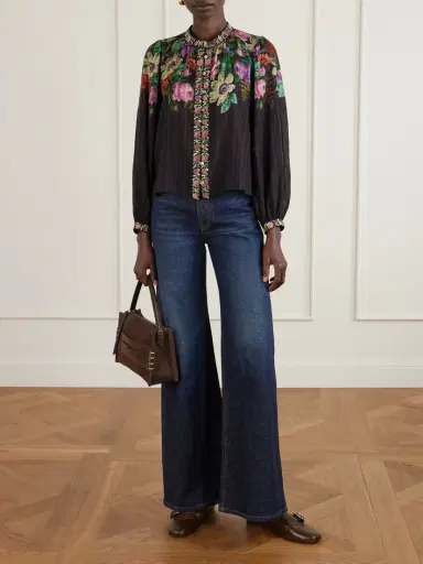 Sea Viktoria Embroidered Floral-print Voile Blouse | Thumbnail 2