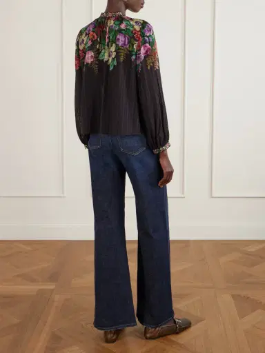 Sea Viktoria Embroidered Floral-print Voile Blouse | Thumbnail 4