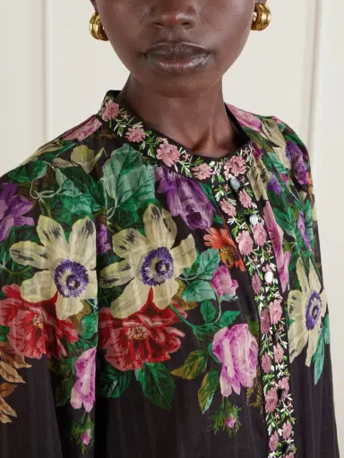 Sea Viktoria Embroidered Floral-print Voile Blouse | Thumbnail 5