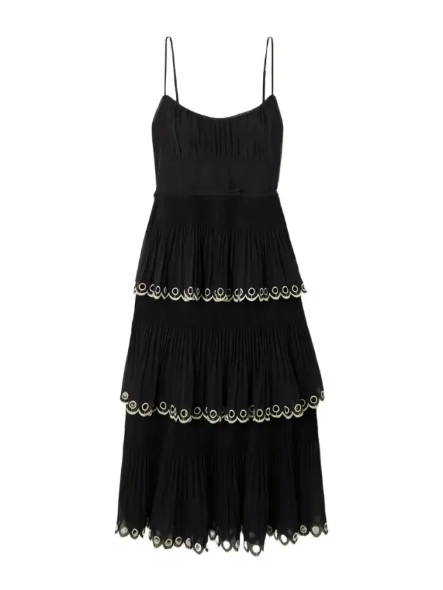 Tiered Embroidered Georgette Midi Dress Tiered Embroidered Georgette Midi Dress
