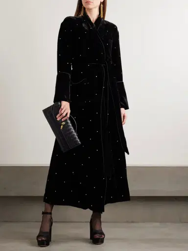 Olivia von Halle Capability Crystal-embellished Belted Velvet Robe | Thumbnail 2 Olivia von Halle Capability Crystal-embellished Belted Velvet Robe | Thumbnail 2