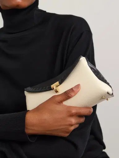 TOTEME T-lock Mini Embroidered Textured-leather Clutch | Thumbnail 2 TOTEME T-lock Mini Embroidered Textured-leather Clutch | Thumbnail 2