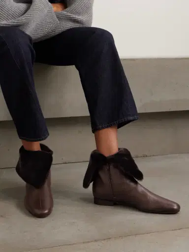 TOTEME Downtown Shearling-trimmed Leather Ankle Boots | Thumbnail 2 TOTEME Downtown Shearling-trimmed Leather Ankle Boots | Thumbnail 2