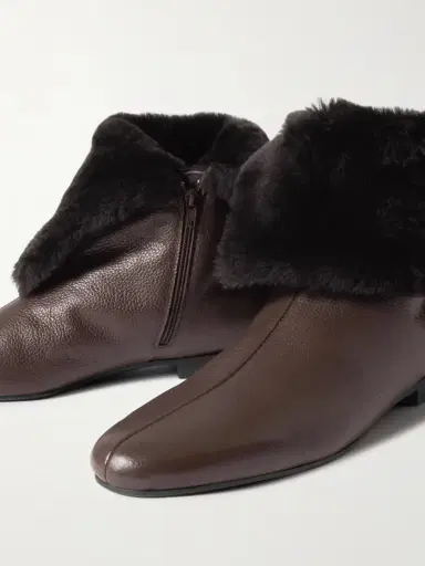 TOTEME Downtown Shearling-trimmed Leather Ankle Boots | Thumbnail 4 TOTEME Downtown Shearling-trimmed Leather Ankle Boots | Thumbnail 4