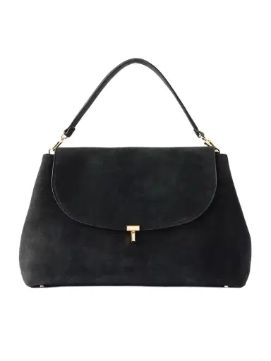 TOTEME T-lock Suede Shoulder Bag | Thumbnail 1 TOTEME T-lock Suede Shoulder Bag | Thumbnail 1