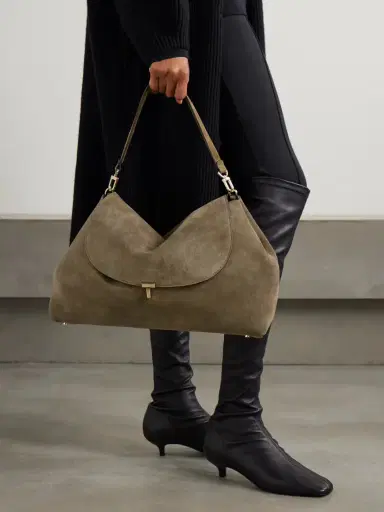 TOTEME T-lock Large Suede Shoulder Bag | Thumbnail 2