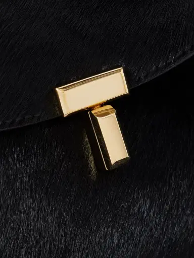 TOTEME T-lock Leather-trimmed Pony Hair Shoulder Bag | Thumbnail 4