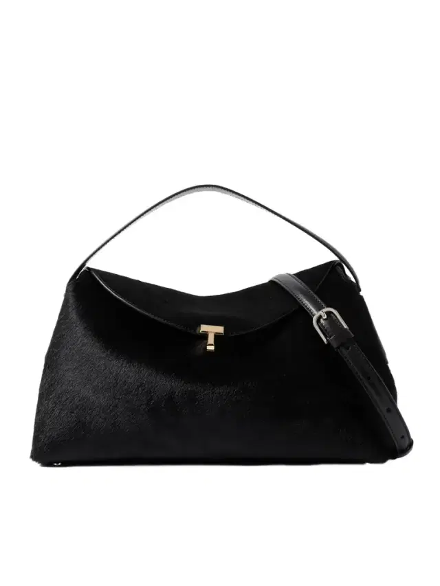 TOTEME T-lock Leather-trimmed Pony Hair Shoulder Bag