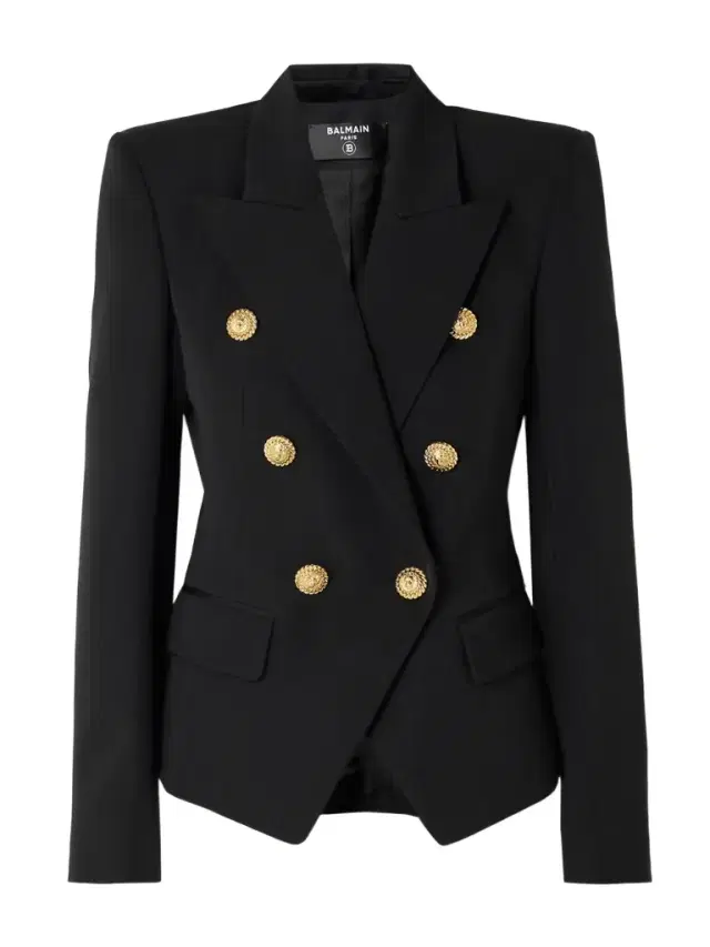 Double-breasted Grain De Poudre Wool Blazer Double-breasted Grain De Poudre Wool Blazer