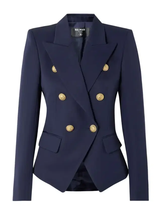 Double-breasted Grain De Poudre Wool Blazer